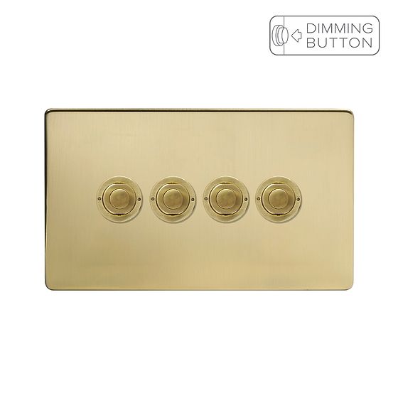 Soho Lighting Brushed Brass 4 Gang 6A Push Button Dimmer Switch