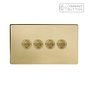 Soho Lighting Brushed Brass 4 Gang 6A Push Button Dimmer Switch
