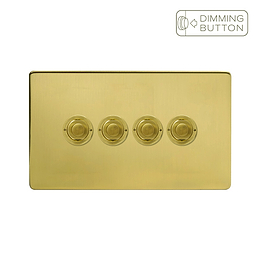 Soho Lighting Brushed Brass 4 Gang 6A Push Button Dimmer Switch