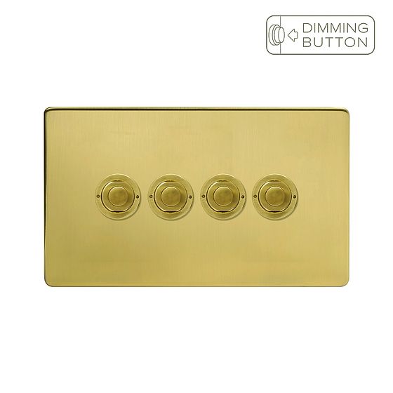 Soho Lighting Brushed Brass 4 Gang 6A Push Button Dimmer Switch