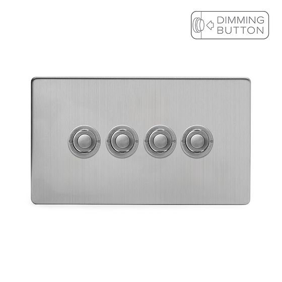 Soho Lighting Brushed Chrome 4 Gang 6A Push Button Dimmer Switch