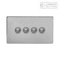 Soho Lighting Brushed Chrome 4 Gang 6A Push Button Dimmer Switch