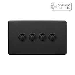 Soho Lighting Matt Black 4 Gang 6A Push Button Dimmer Switch
