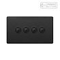 Soho Lighting Matt Black 4 Gang 6A Push Button Dimmer Switch
