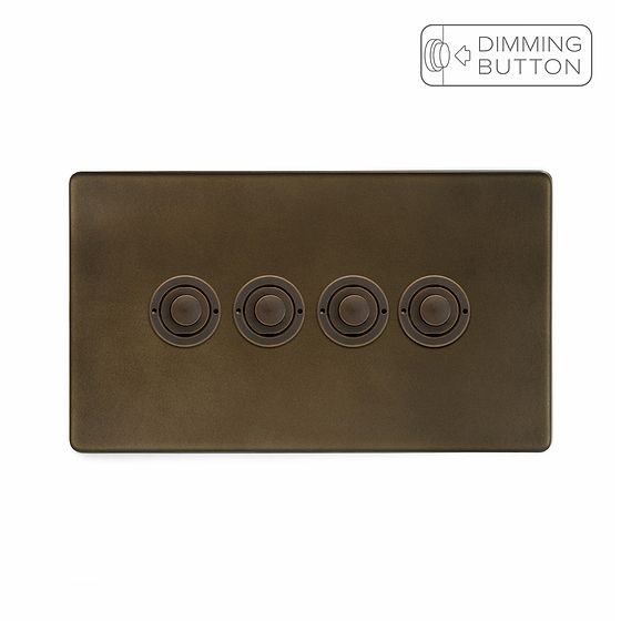 Soho Lighting Vintage Brass 4 Gang 6A Push Button Dimmer Switch