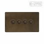 Soho Lighting Vintage Brass 4 Gang 6A Push Button Dimmer Switch