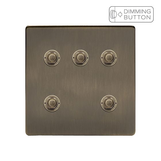 Soho Lighting Antique Brass 5 Gang 6A Push Button Dimmer Switch