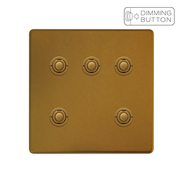 Soho Lighting Antique Gold 5 Gang 6A Push Button Dimmer Switch