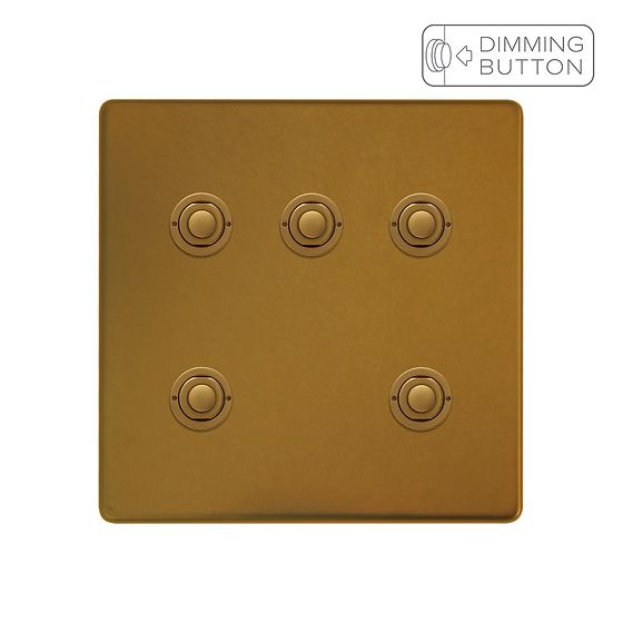 Soho Lighting Antique Gold 5 Gang 6A Push Button Dimmer Switch