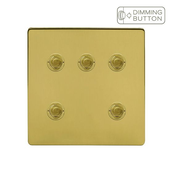 Soho Lighting Brushed Brass 5 Gang 6A Push Button Dimmer Switch