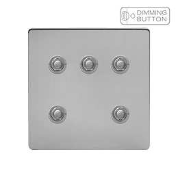 Soho Lighting Brushed Chrome 5 Gang 6A Push Button Dimmer Switch