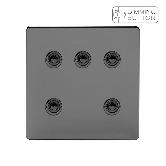 Soho Lighting Black Nickel 5 Gang 6A Push Button Dimmer Switch