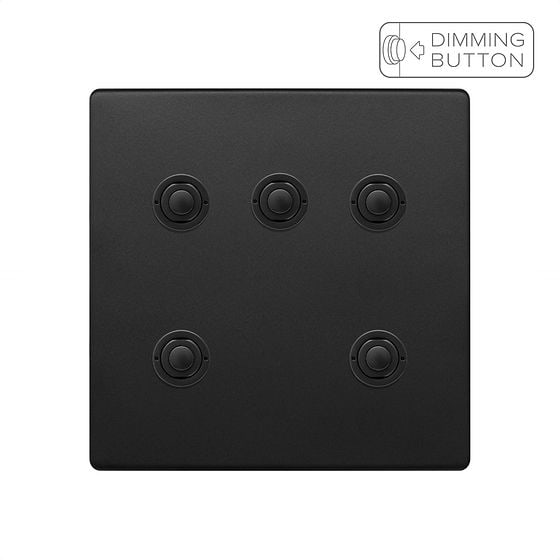 Soho Lighting Matt Black 5 Gang 6A Push Button Dimmer Switch