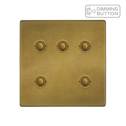 Soho Lighting Old Brass 5 Gang 6A Push Button Dimmer Switch