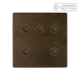 Soho Lighting Vintage Brass 5 Gang 6A Push Button Dimmer Switch