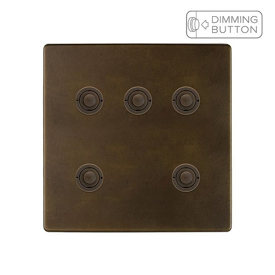 Soho Lighting Vintage Brass 5 Gang 6A Push Button Dimmer Switch