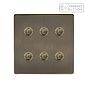 Soho Lighting Antique Brass 6 Gang 6A Push Button Dimmer Switch