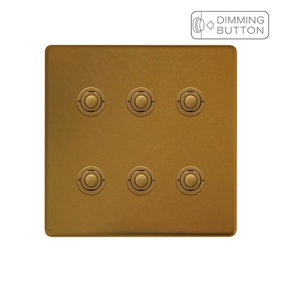 Soho Lighting Antique Gold 6 Gang 6A Push Button Dimmer Switch