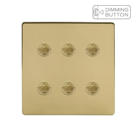 Soho Lighting Brushed Brass 6 Gang 6A Push Button Dimmer Switch