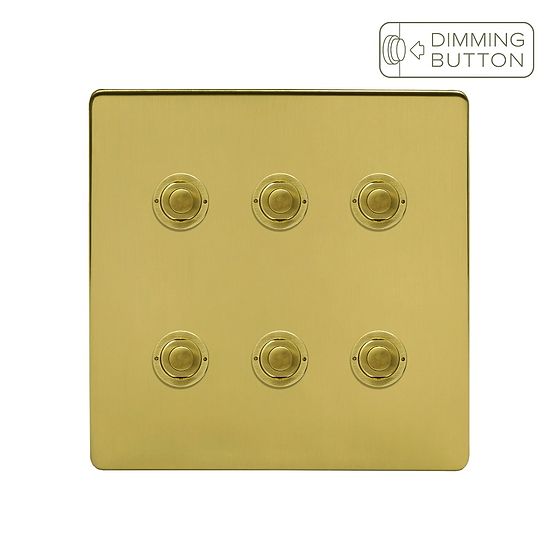 Soho Lighting Brushed Brass 6 Gang 6A Push Button Dimmer Switch