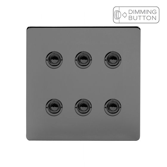 Soho Lighting Black Nickel 6 Gang 6A Push Button Dimmer Switch