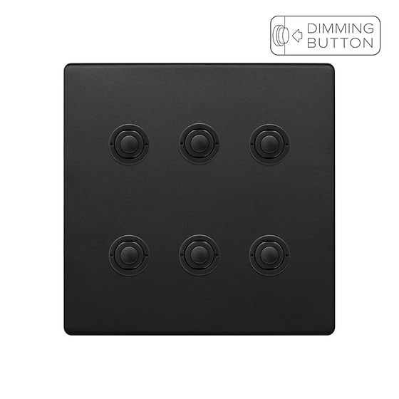 Soho Lighting Matt Black 6 Gang 6A Push Button Dimmer Switch