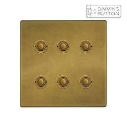 Soho Lighting Old Brass 6 Gang 6A Push Button Dimmer Switch