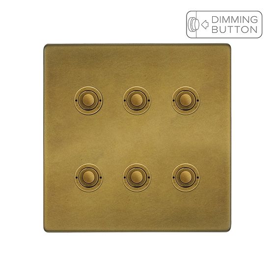 Soho Lighting Old Brass 6 Gang 6A Push Button Dimmer Switch