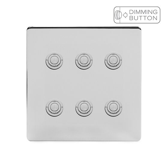 Soho Lighting Polished Chrome 6 Gang 6A Push Button Dimmer Switch