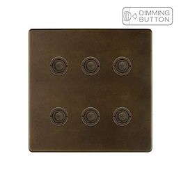 Soho Lighting Vintage Brass 6 Gang 6A Push Button Dimmer Switch