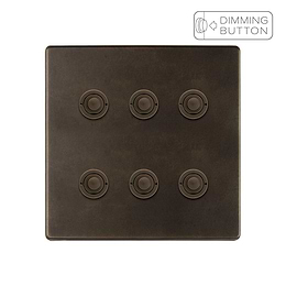 Soho Lighting Vintage Brass 6 Gang 6A Push Button Dimmer Switch