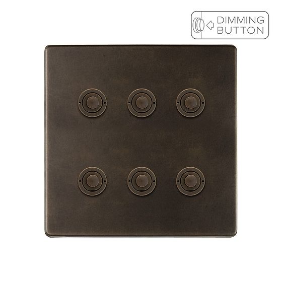 Soho Lighting Vintage Brass 6 Gang 6A Push Button Dimmer Switch