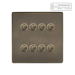 Soho Lighting Antique Brass 8 Gang 6A Push Button Dimmer Switch
