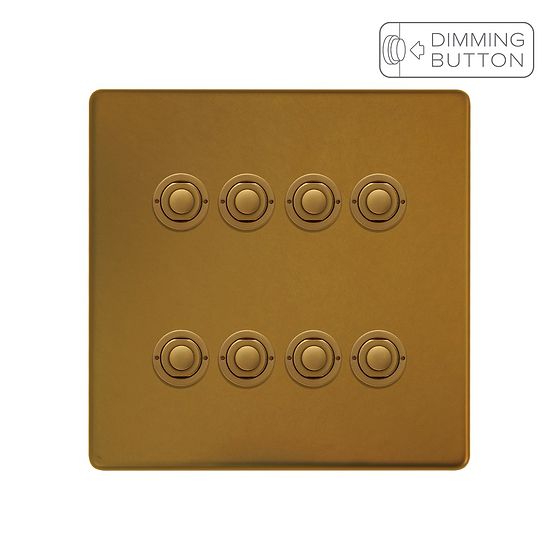 Soho Lighting Antique Gold 8 Gang 6A Push Button Dimmer Switch