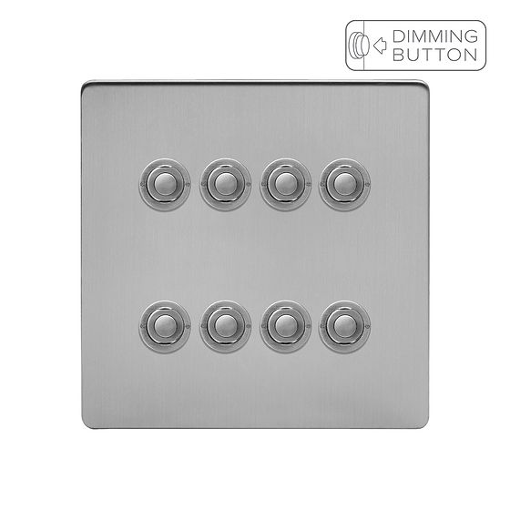 Soho Lighting Brushed Chrome 8 Gang 6A Push Button Dimmer Switch