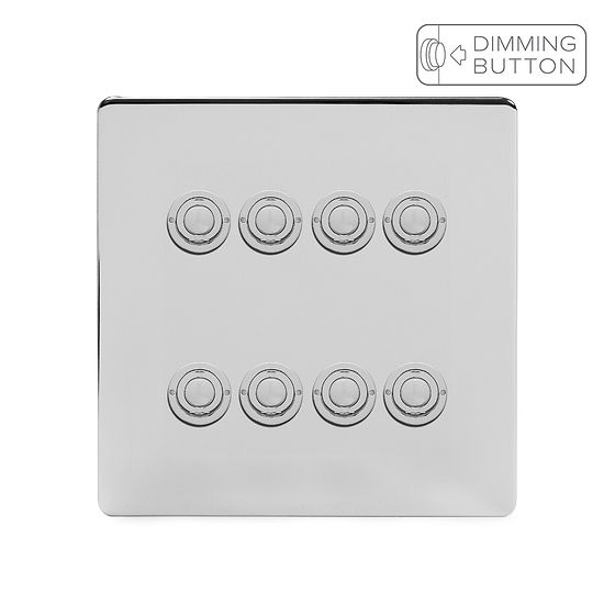Soho Lighting Polished Chrome 8 Gang 6A Push Button Dimmer Switch