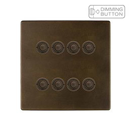 Soho Lighting Vintage Brass 8 Gang 6A Push Button Dimmer Switch