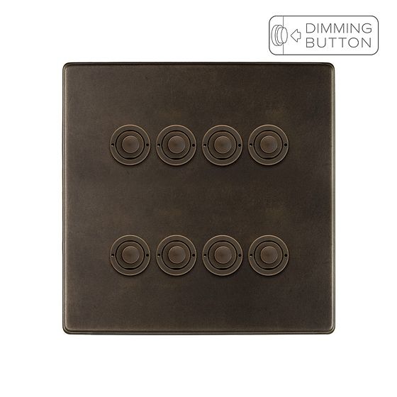 Soho Lighting Vintage Brass 8 Gang 6A Push Button Dimmer Switch
