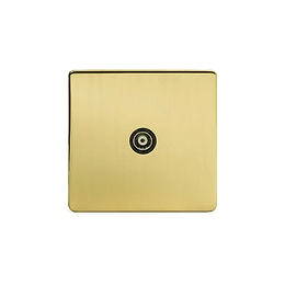 24k Brushed Brass 1 Gang Co Axial and Satelite Socket with Black Insert