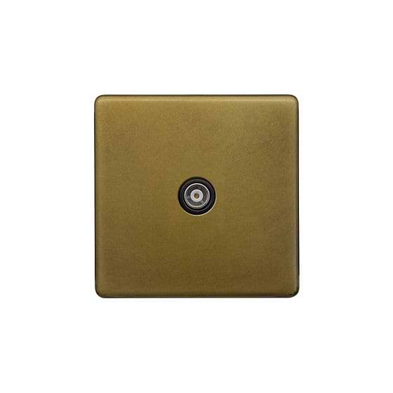 Soho Lighting Old Brass 1 Gang Co-Axial TV Aerial / Satellite Socket