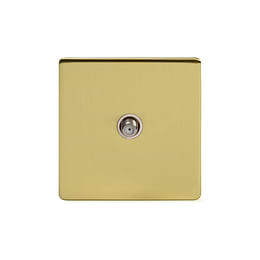 Soho Lighting Brushed Brass 1 Gang Satellite Socket Wht Ins Screwless