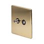 Soho Lighting Brushed Brass TV+ Satellite Socket Black Insert Screwless