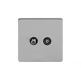 Soho Lighting Brushed Chrome TV+ Satellite Socket Blk Ins Screwless