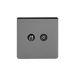 Soho Lighting Black Nickel TV And  Satellite Socket Black Insert Screwless