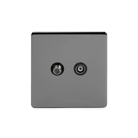 Soho Lighting Black Nickel TV And  Satellite Socket Black Insert Screwless