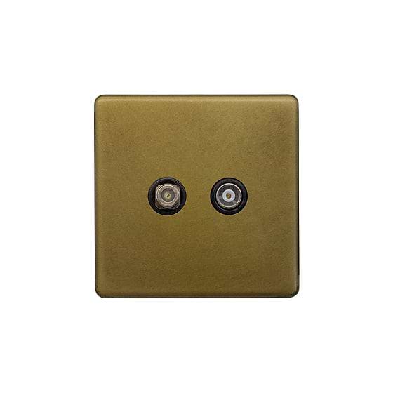 Soho Lighting Old Brass TV And Satellite Socket