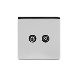 Soho Lighting Polished Chrome TV+ Satellite Socket Blk Ins Screwless