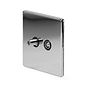 Soho Lighting Polished Chrome TV+ Satellite Socket Blk Ins Screwless