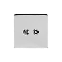 Soho Lighting Polished Chrome TV+ Satellite Socket Wht Ins Screwless