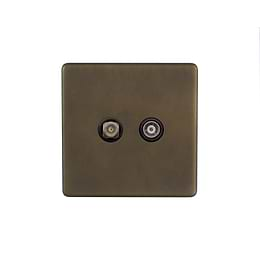 Soho Lighting Vintage Brass TV And Satellite Socket